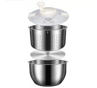 Lavadora de verduras para ensalada - Cuenco de acero inoxidable de 6 L para una fácil limpieza y secado de frutas, pasta y patatas fritas