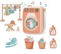 Lavadora para niños,Juguete electrónico de la lavadora con sonidos realistas,Juego de juguetes para lavadora,Juego de lavandería para niños con plancha - 3 años+ Idea de regalo
