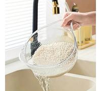 Lavadora plástica transparente del arroz 9x5, cuenco que se lava de la fruta de los agujeros finos con la manija ergonómica