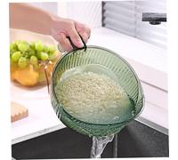 Lavadora plástica verde del arroz 9x5, cuenco que se lava de la fruta de los agujeros finos con la manija ergonómica