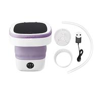 Lavadora Portátil de 7,5 L, Lavadora Compacta Portátil, Fuente de Alimentación Enchufable, Mini Lavadora y Secadora Plegable Completamente Automática para el Hogar, Dormitorio(Púrpura-UE)