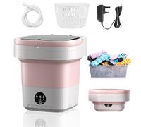 Lavadora portátil, Lavadora Inteligente 2 en 1 con Secadora giratoria, Mini Lavadora Plegable de 12 L, Lavadora de Viaje para Acampar, Ropa Interior, Ropa de bebé, Calcetines Pink