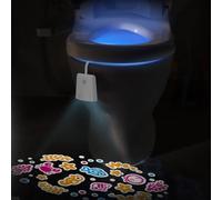 LAVAED Luz nocturna con sensor de movimiento, 16 luces LED que cambian de color, luz nocturna de proyección activada, recargable, impermeable, accesorios geniales para decoración de baño, regalos