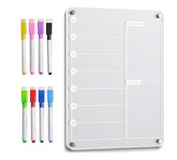 Lavagna Planner Magnetica Acrilica - Planning Settimanale Da Frigo Con 8 Pennarelli - Lavagna Riutilizzabile | Organizador para pastas | Lista Della Spesa | Note Di Casa | Tabella Delle Mansioni |