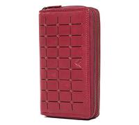 Lavalen® Cartera de Mujer de Piel - Monedero Mujer Grande con RFID - Tarjetero de Gran Capacidad - Billetera de Cuero Hecha a Mano - Elegante Regalo -Dos Cremalleras, Rojo con Detalles Cuadrados