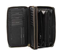 Lavalen® Cartera de Mujer de Piel - Monedero Mujer Grande con RFID - Tarjetero de Gran Capacidad - Billetera de Cuero Hecha a Mano - Elegante Regalo -Dos Cremalleras, Negro con Detalles Cuadrados
