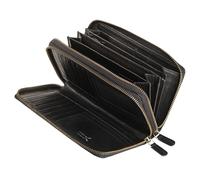 Lavalen® Cartera de Mujer de Piel - Monedero Mujer Grande con RFID - Tarjetero de Gran Capacidad - Billetera de Cuero Hecha a Mano - Elegante Regalo -Dos Cremalleras, Negro Liso