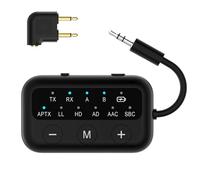 Lavales Adaptador Audio Bluetooth para Avión, Transmisor de Audio inalámbrico Jack 3,5mm para TV/Gimnasio/Coche, aptX Adaptive & Low Latency Bluetooth Transmisor Receptor para 2 Auriculares/Airpods
