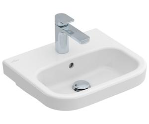 Lavamanos Architectura de Villeroy & Boch, angular, agujero de grifo central, con rebosadero, 450x380mm, 43734501, Color: Blanco