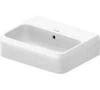 Lavamanos Collection One de Duravit, 450x350mm, parte inferior acristalada (para mejorar la higiene), con rebosadero, 0746450060, Color: sin orificio para grifo