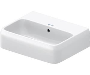 Lavamanos Collection One de Duravit, 450x350mm, parte inferior acristalada (para mejorar la higiene), con rebosadero, 0746450060, Color: sin orificio para grifo