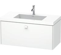 Lavamanos Duravit Brioso c-bonded con base mural 100,0x48,0 cm, 1 cajón, sin rebosadero, con banco para grifos, 1 agujero para grifos, BR4602O1073, Color: Ticino decorado en madera de cerezo, mango cr
