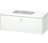 Lavamanos Duravit Brioso c-bonded con base mural 120,0x48,0 cm, 1 cajón, sin rebosadero, con banco para grifos, sin agujero para grifos, BR4603N1051, Color: Decoración Pino Terra, mango cromado