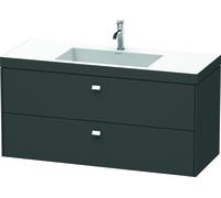 Lavamanos Duravit Brioso de 120,0x48,0 cm, 2 cajones, incl. hueco para sifón y delantal, sin rebosadero, con banco con agujero para grifo, 1 agujero para grifo, BR4608O1049, Color: Diseño grafito mate