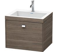 Lavamanos Duravit Brioso de 60,0x48,0 cm, 1 cajón, sin rebosadero, con banco para grifos, 1 agujero para grifos, BR4600O1051, Color: Decoración Pino Terra, mango cromado