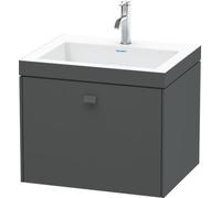 Lavamanos Duravit Brioso de 60,0x48,0 cm, 1 cajón, sin rebosadero, con banco para grifos, sin agujero para grifos, BR4600N1051, Color: Decoración Pino Terra, mango cromado