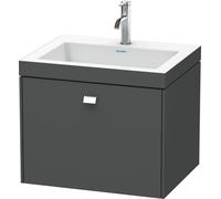 Lavamanos Duravit Brioso de 60,0x48,0 cm, 1 cajón, sin rebosadero, con banco para grifos, sin agujero para grifos, BR4600N1073, Color: Ticino decorado en madera de cerezo, mango cromado