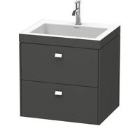 Lavamanos Duravit Brioso de 60,0x48,0 cm, 2 cajones, incl. hueco para sifón y delantal, sin rebosadero, con banco con agujero para grifo, 1 agujero para grifo, BR4605O1049, Color: Diseño grafito mate,