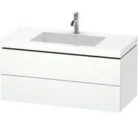 Lavamanos Duravit L-Cube con base mural, 100x48 cm, 2 cajones, sin rebosadero, 1 agujero para grifo, LC6928O1818, Color: Blanco Mate Decoración