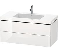 Lavamanos Duravit L-Cube con base mural, 100x48 cm, 2 cajones, sin rebosadero, sin agujero para grifo, LC6928N7171, Color: Roble mediterráneo Chapa de madera auténtica