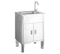 Lavamanos para Interior/Exterior, Mueble De Fregadero De Acero Inoxidable,Proceso De Trefilado De Alambre De Acero Inoxidable 304, Gran Espacio De Almacenamiento,53x39x80cm