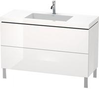 Lavamanos para muebles Duravit L-Cube con base de pie, 120x48 cm, 2 extraíbles, sin rebosadero, 3 agujeros para grifos, LC6939T2222, Color: Decoración blanca de alto brillo