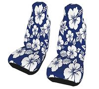 LaVami 2 uds Fundas de Asiento de Coche Flor Hawaiana en Azul Protector de Asiento Delantero Alfombrilla de Coche Ajuste Universal para Fundas de Asiento de Coche Interior