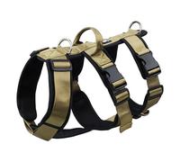 LAVAMOND No Escape - Arnés para perro grande, fácil de poner con asa y forro acolchado, arnés sin tirones para perros medianos, arnés ajustable para senderismo, caminar, marrón, M