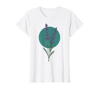 Lavanda Botánica Flor Naturaleza Planta Ilustración Arte Camiseta gráfica económica, Mujer, Blanco, M
