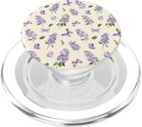Lavanda Floral Mariposa Patrón Crema Botánico PopSockets PopGrip para MagSafe
