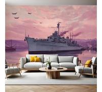 Lavanda Fotomurales Buques de guerra y aviones de combate de Haikou Murales Papel Pintado Salon 350 x 250 cm Tejido No Tejido Papel Tapiz Fotográfico Sala Cuarto Oficina Salón Hotel