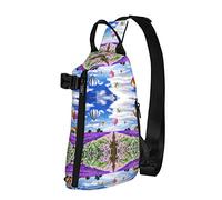 Lavanda Globo aerostático Teal Floral Diagonalmente Sling Bag, Crossbody Sling Backpack Shoulder Chest Bag para Mujeres Hombres, Travel Hiking Daypack