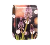 Lavanda hermosa foto brillo labial estuche portátil mini lápiz labial caja de almacenamiento viaje lápiz labial organizador estuche con espejo para mujer, Varios colores, 9.5x2x7 cm/3.7x0.8x2.7 in