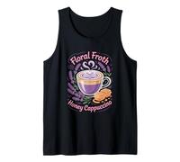 Lavanda Miel Capuchino Mujeres Baristas Sweet Floral Sip Camiseta sin Mangas