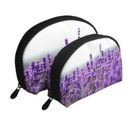 Lavanda Morada, Bolsa de Maquillaje de Concha, Monedero pequeño para Mujer, Bolsa de artículos de tocador, Bolsa de cosméticos, 2 Piezas