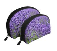 Lavanda Morada, Bolsa de Maquillaje de Concha, Monedero pequeño para Mujer, Bolsa de artículos de tocador, Bolsa de cosméticos, 2 Piezas