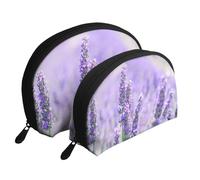 Lavanda Morada, Bolsa de Maquillaje de Concha, Monedero pequeño para Mujer, Bolsa de artículos de tocador, Bolsa de cosméticos, 2 Piezas
