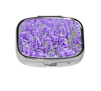 Lavanda Púrpura Impresa, Pastillero cuadrado para bolsillo o monedero, pequeño contenedor de pastillas, organizador de pastillas de viaje