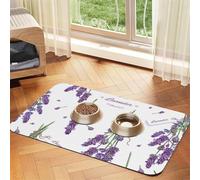 Lavandas en la Provenza Colorida y Vintage,Tapete para Comida de Mascotas, manteles Individuales de Cuero sintético para Gatos y Perros,40x60cm