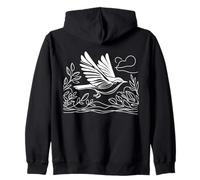 Lavandera Arte Lineal Ornitólogo Sudadera con Capucha