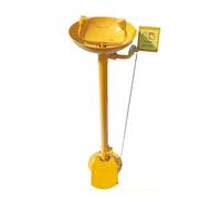 Lavaojos de acero inoxidable 304, estación lavaojos con pedestal, tablero de empuje manual llamativo e interruptor de pedal, operación manos libres.(Yellow,With pedals)