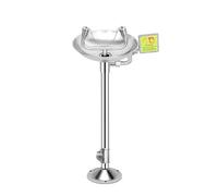 Lavaojos de acero inoxidable 304, estación lavaojos con pedestal, tablero de empuje manual llamativo e interruptor de pedal, operación manos libres.(Silver,Basic model)