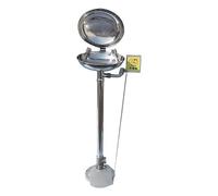 Lavaojos de acero inoxidable 304, estación lavaojos con pedestal, tablero de empuje manual llamativo e interruptor de pedal, operación manos libres.(Silver,With cover)