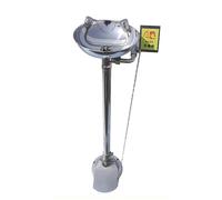 Lavaojos de acero inoxidable 304, estación lavaojos con pedestal, tablero de empuje manual llamativo e interruptor de pedal, operación manos libres.(Silver,With pedals)