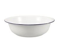 Lavapiés de Esmalte Vintage Blanco 32cm para Baño y Cocina | Cuenco Esmaltado Retro, Superficie Lisa Fácil de Limpiar, Uso Multifunción, Borde Azul, Estilo Clásico