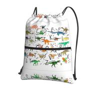 Lavar A Máquina Bolsa De Cuerdas Alfabetos De Aprendizaje con Estilo con Dinosaurios Gym Bag Gracioso Deporte Mochila para Natación, Gimnasio, Piscina