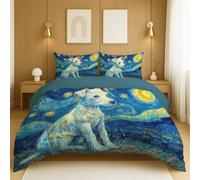 Lavar a máquina con Agua fría Edredón de poliéster La Tela los Hace Suaves. uego de Cama Azul Amarillo Animales Arte Cachorro 135 x 200 cm para la casa y la habitación de Invitados.