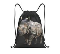 Lavar A Máquina Mochila con Cordón Impresión De Rinoceronte Animal Saco De Gimnasio Moderno Gym Bag para Piscina, Viajes, Natación