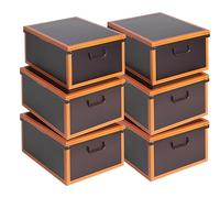 Lavatelli 6 cajas armario de cartón para ropa y para cambio de temporada y habitación infantil, caja de regalo, organizador de almacenamiento, Cuero, 40 x 50 x 25 cm