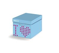 Lavatelli Caja de Almacenamiento perspnaizable en cartón, Montaje Muy facil, práctica y Decorativa, con manejas, tamaño Medio diseño Azul y Viola